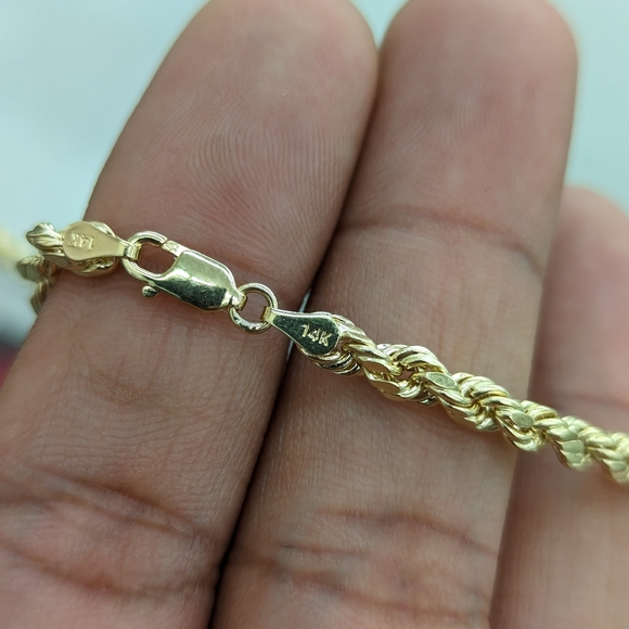 14kt Real Gold Rope Chain 4mm 22 inch - Picture 5 of 10